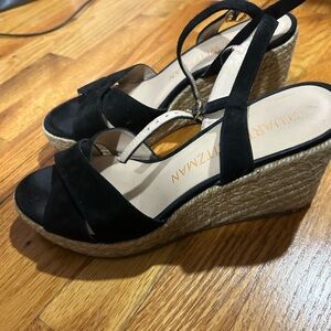 Stuart Weitzman Black Espadrille Wedges